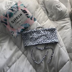 SHEIN black and white bandeau bikini top